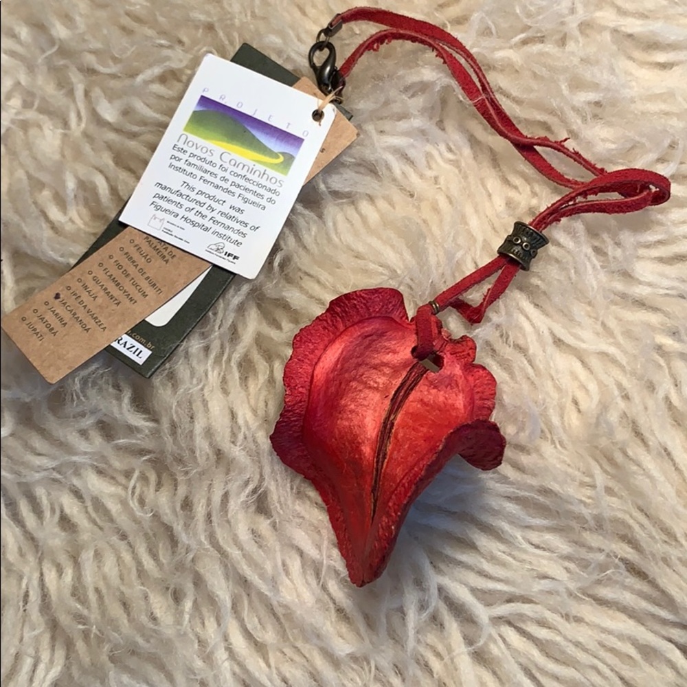 Natural REAL Seed Cross-Leather Necklace -Brazil